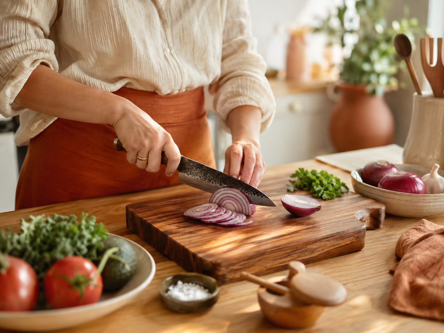 A home cook enjoying quality kitchen accessories